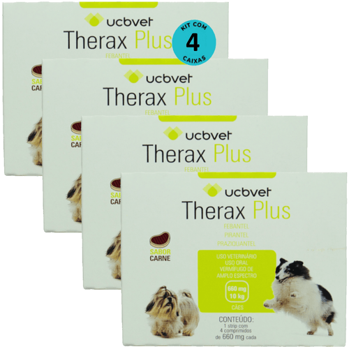 Therax Plus 660mg Com 4 comprimidos Vermífugo UCBVET Kit Com 4